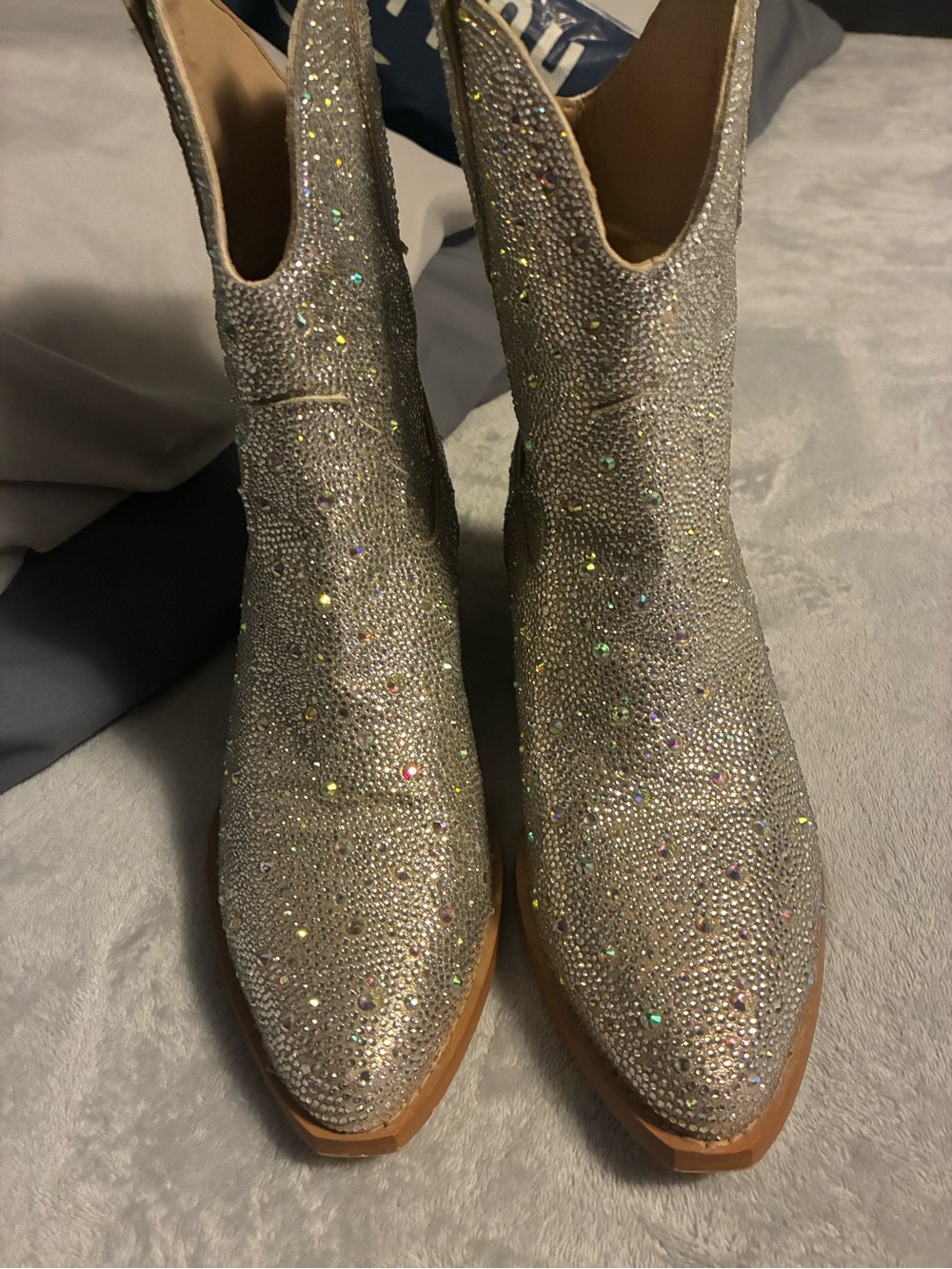 Amazon Silver Rhinestone Western Ankle Boots - Picture 3 of 10